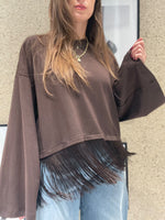 T-shirt manica lunga con frange