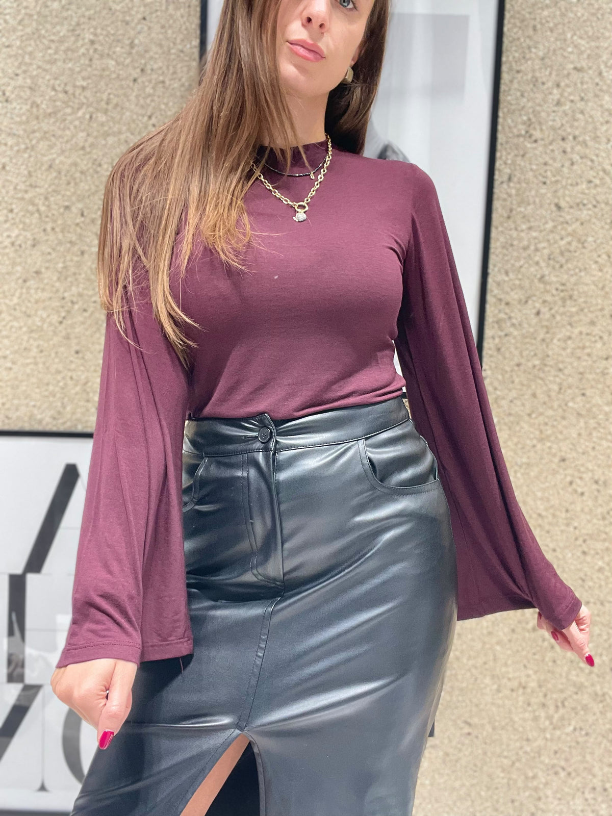 Maglia in modal e lana con manica a trapezio
