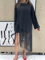 Maglia con frange in ecopelle