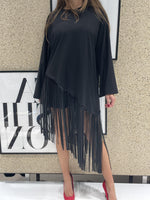 Maglia con frange in ecopelle