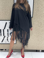Maglia con frange in ecopelle