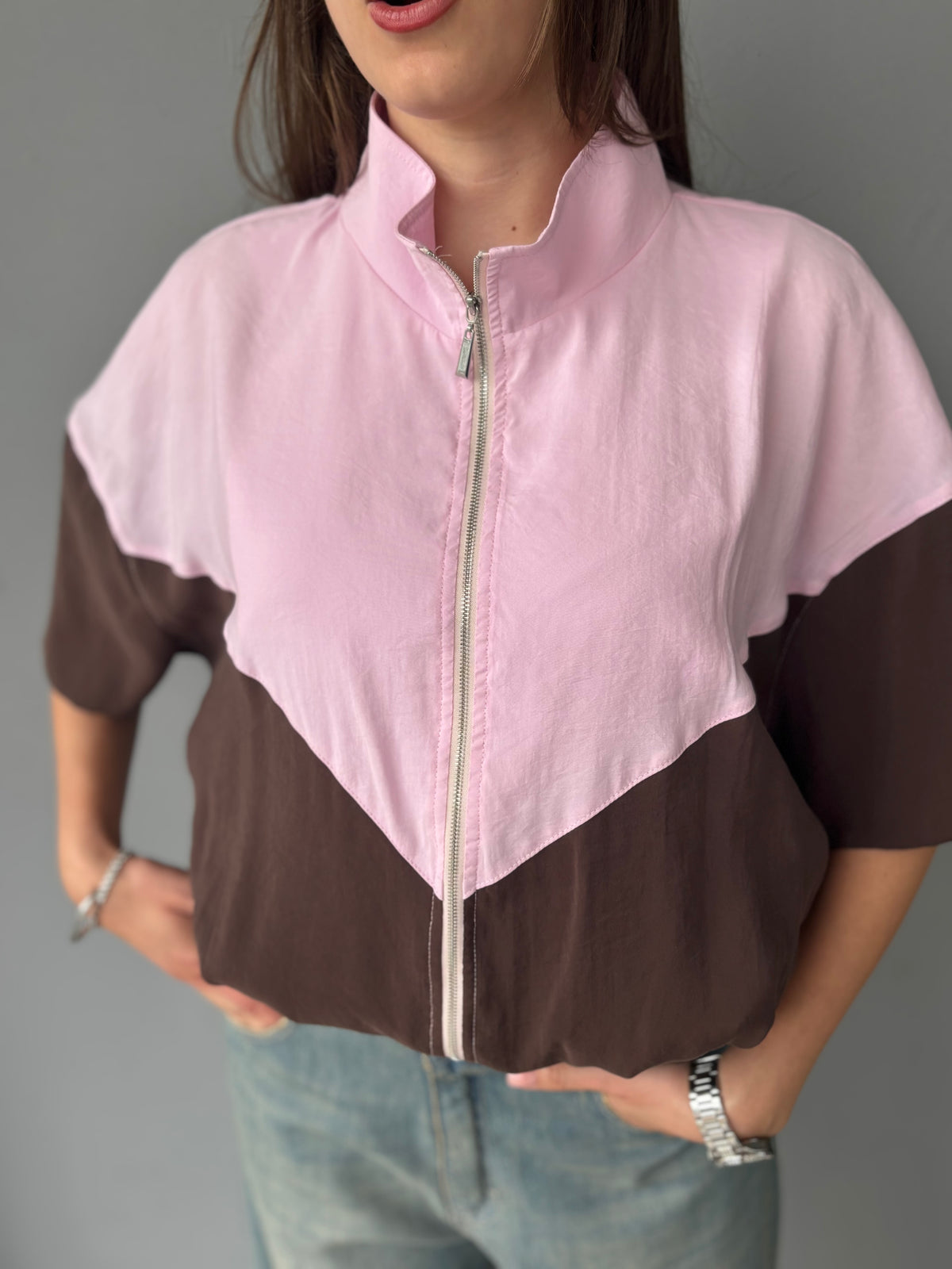 Bomber smanicato bicolor