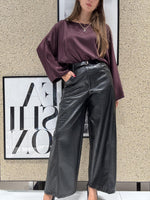 Pantalone ecopelle palazzo pitonato