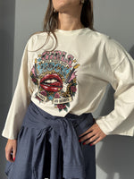T-shirt manica svasata con stampa