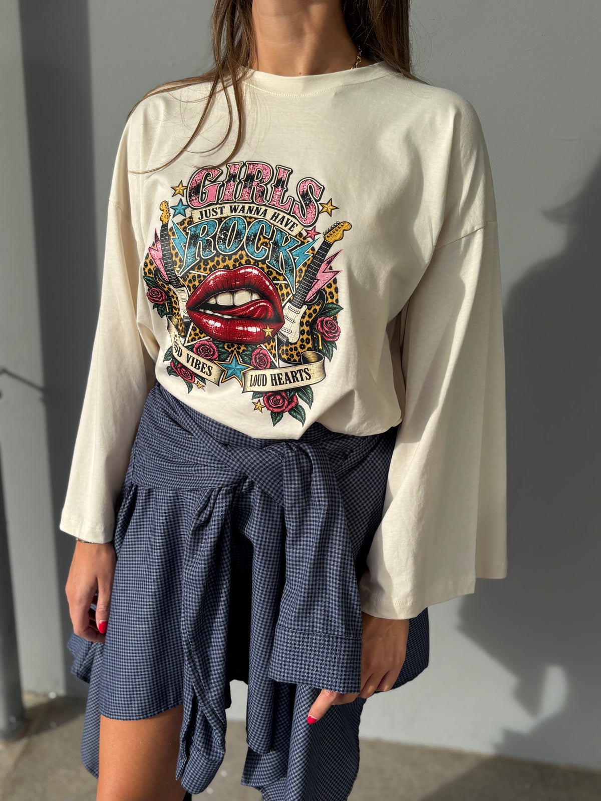 T-shirt manica svasata con stampa