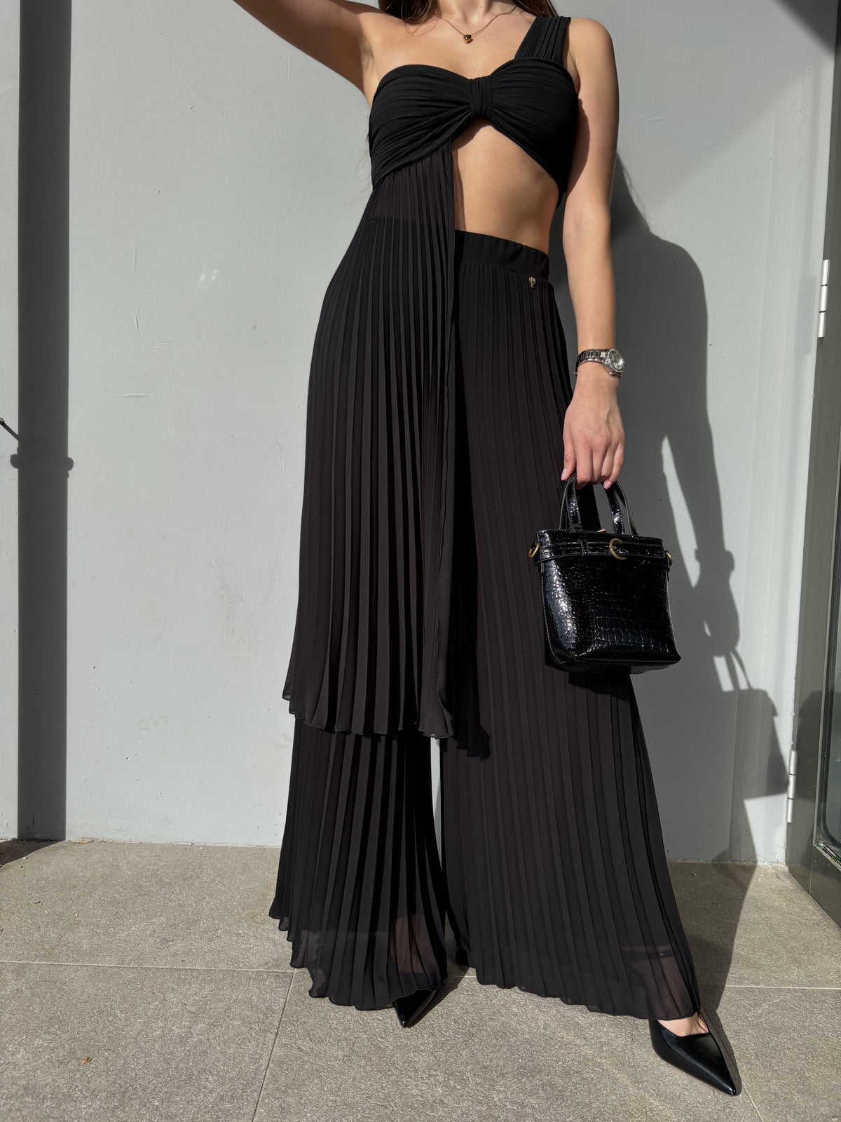 Pantalone palazzo plissé