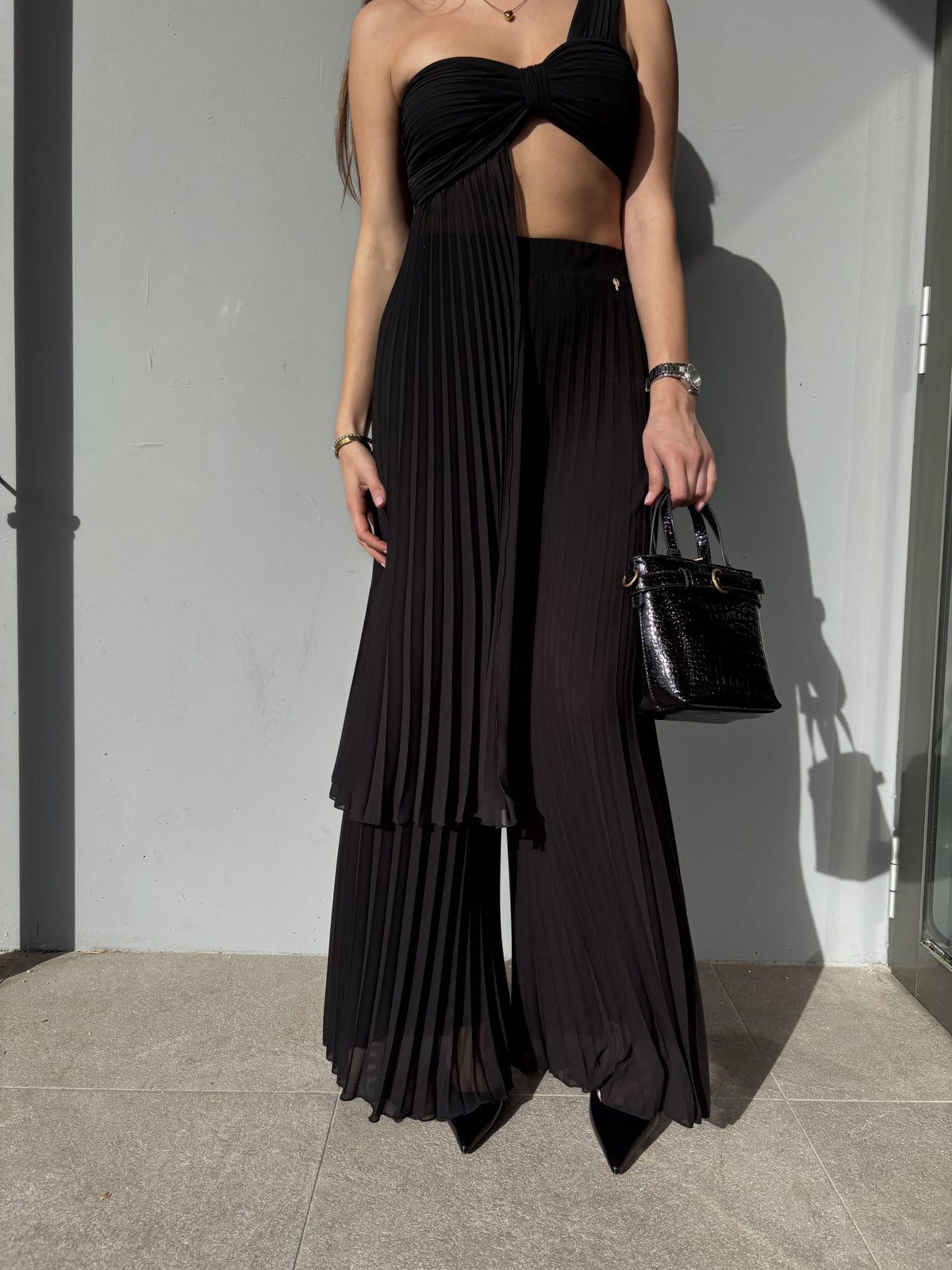 Pantalone palazzo plissé