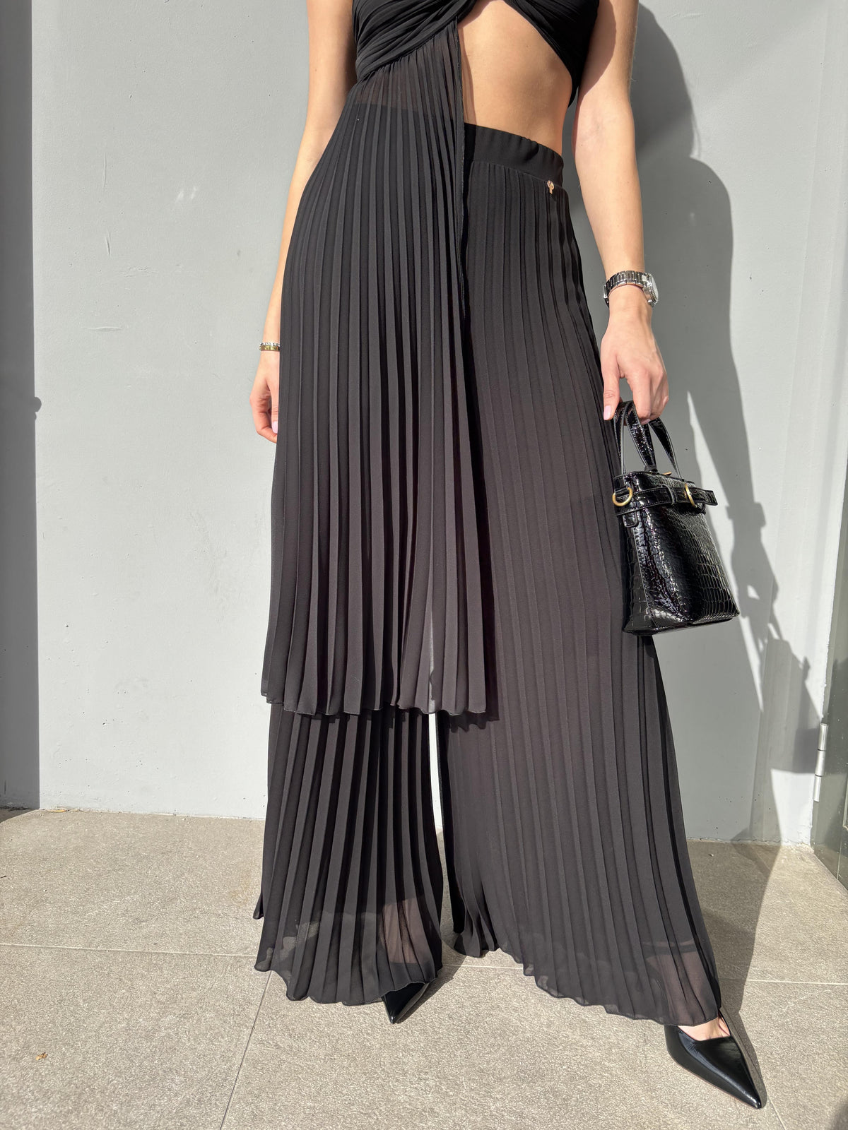 Pantalone palazzo plissé