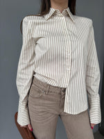 Camicia righe con rinforzo spallina