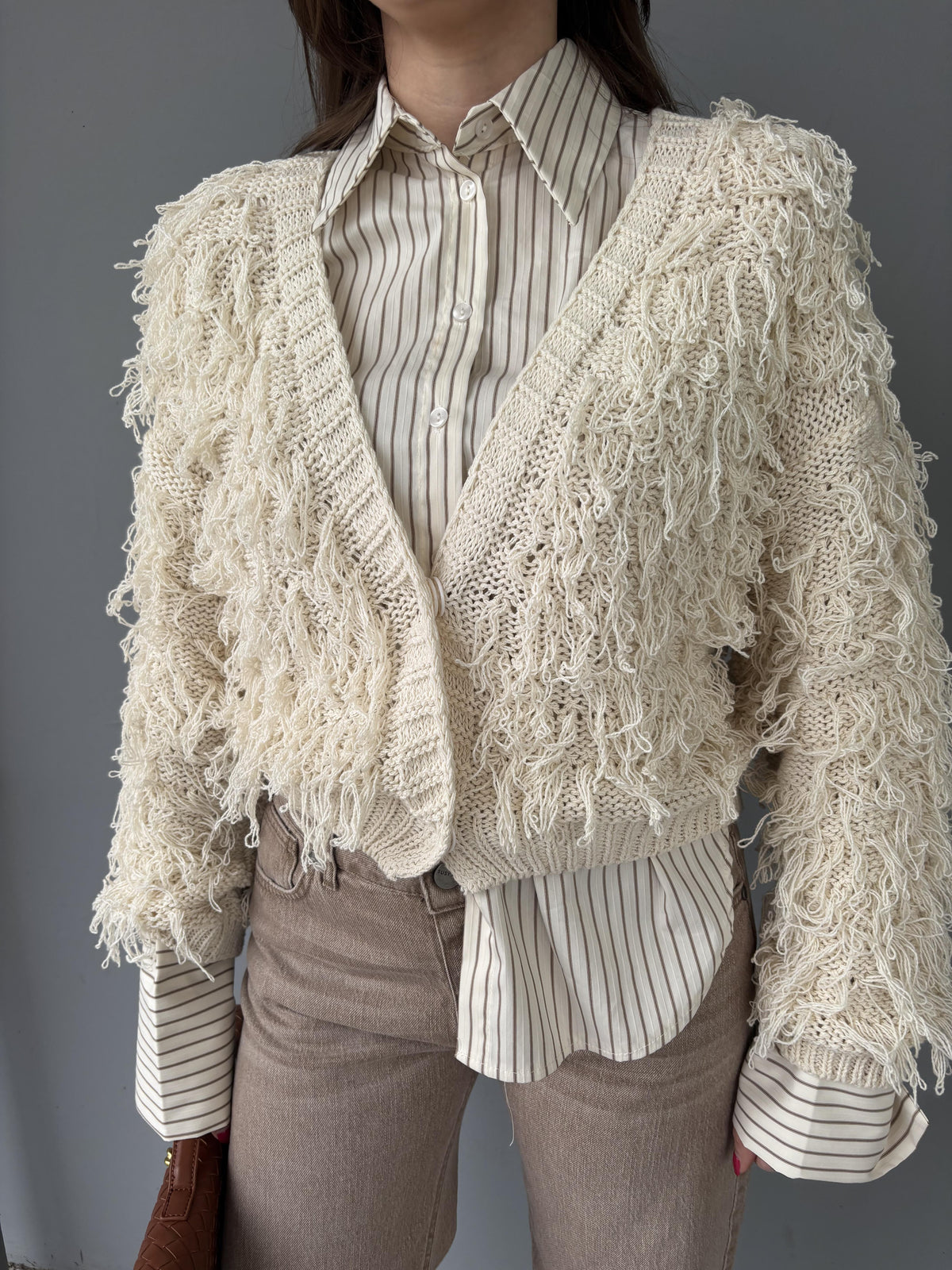 Camicia righe con rinforzo spallina
