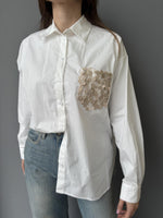 Camicia con tasca strass rete