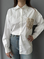 Camicia con tasca strass rete