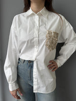 Camicia con tasca strass rete