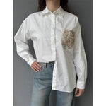 Camicia con tasca strass rete