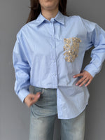 Camicia con tasca strass rete