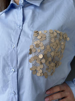 Camicia con tasca strass rete