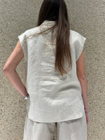 Camicia smanicata con tasca pailletes