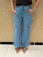 Pantalone chambray con tasche