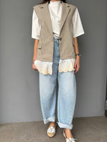 Gilet fantasia check e pizzo