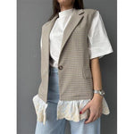 Gilet fantasia check e pizzo
