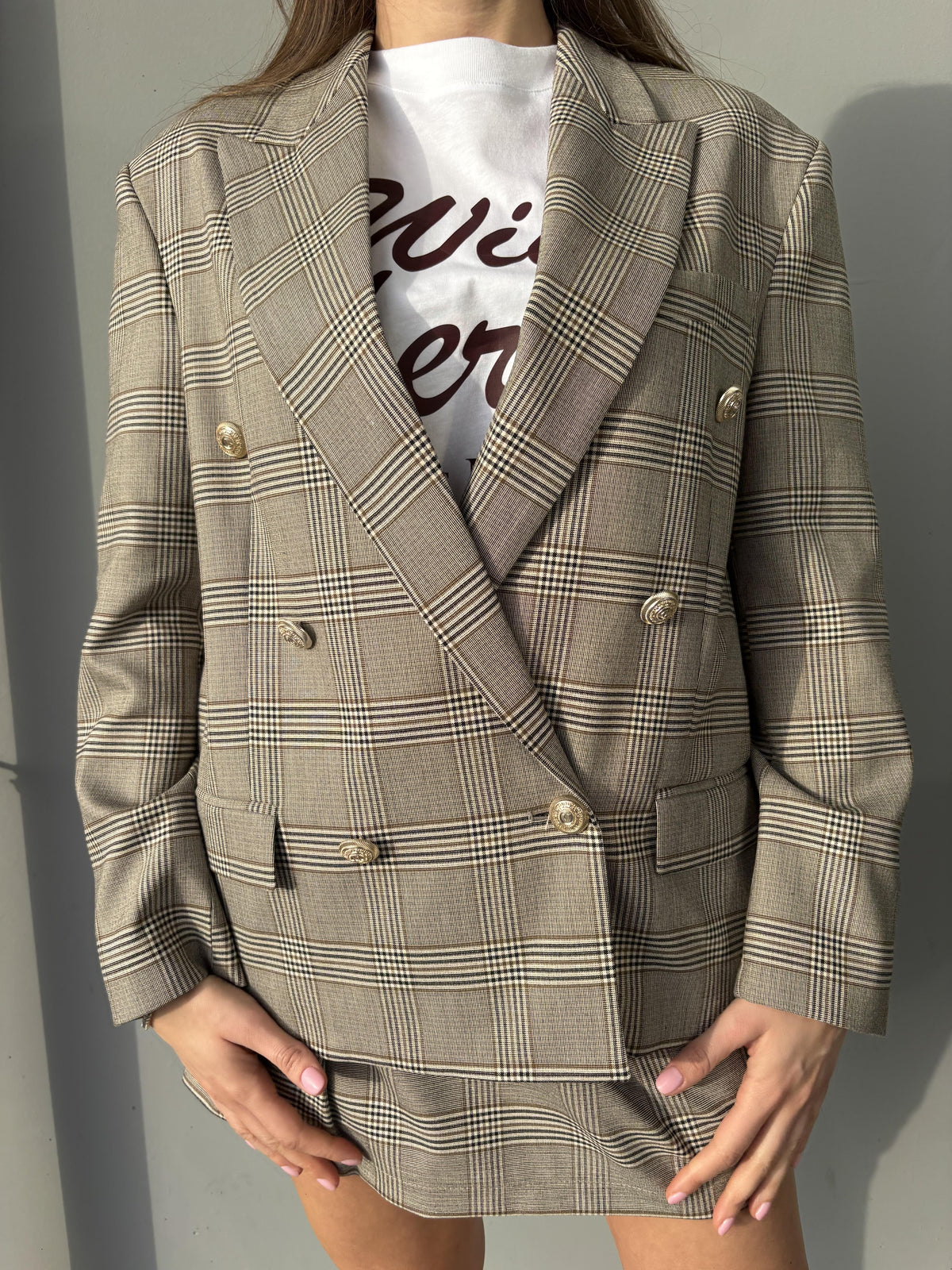 Giacca check doppio petto