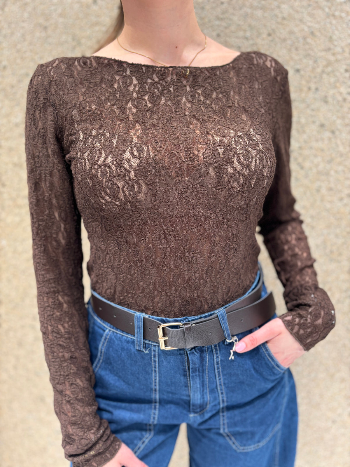Top pizzo manica lunga