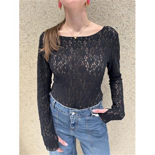 Top pizzo manica lunga