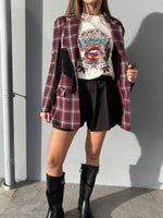 Blazer a qaudri con frange