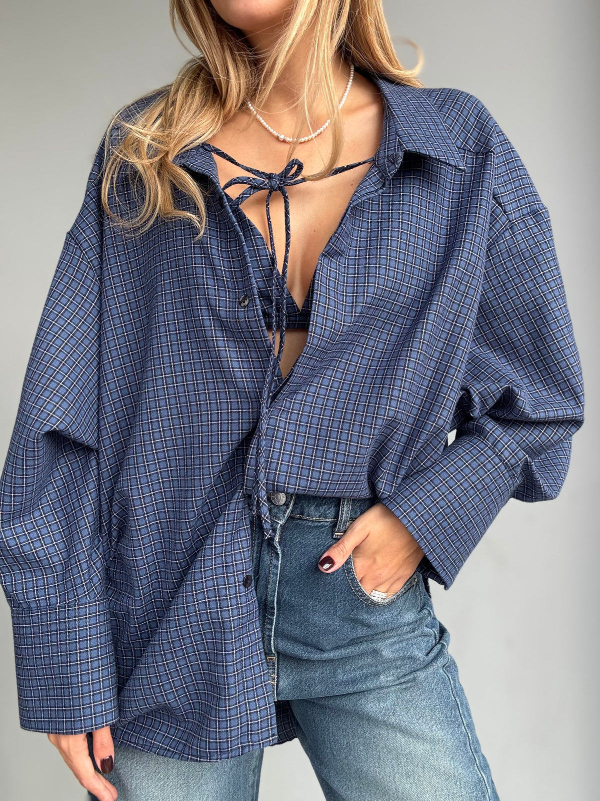 Camicia oversize a quadri