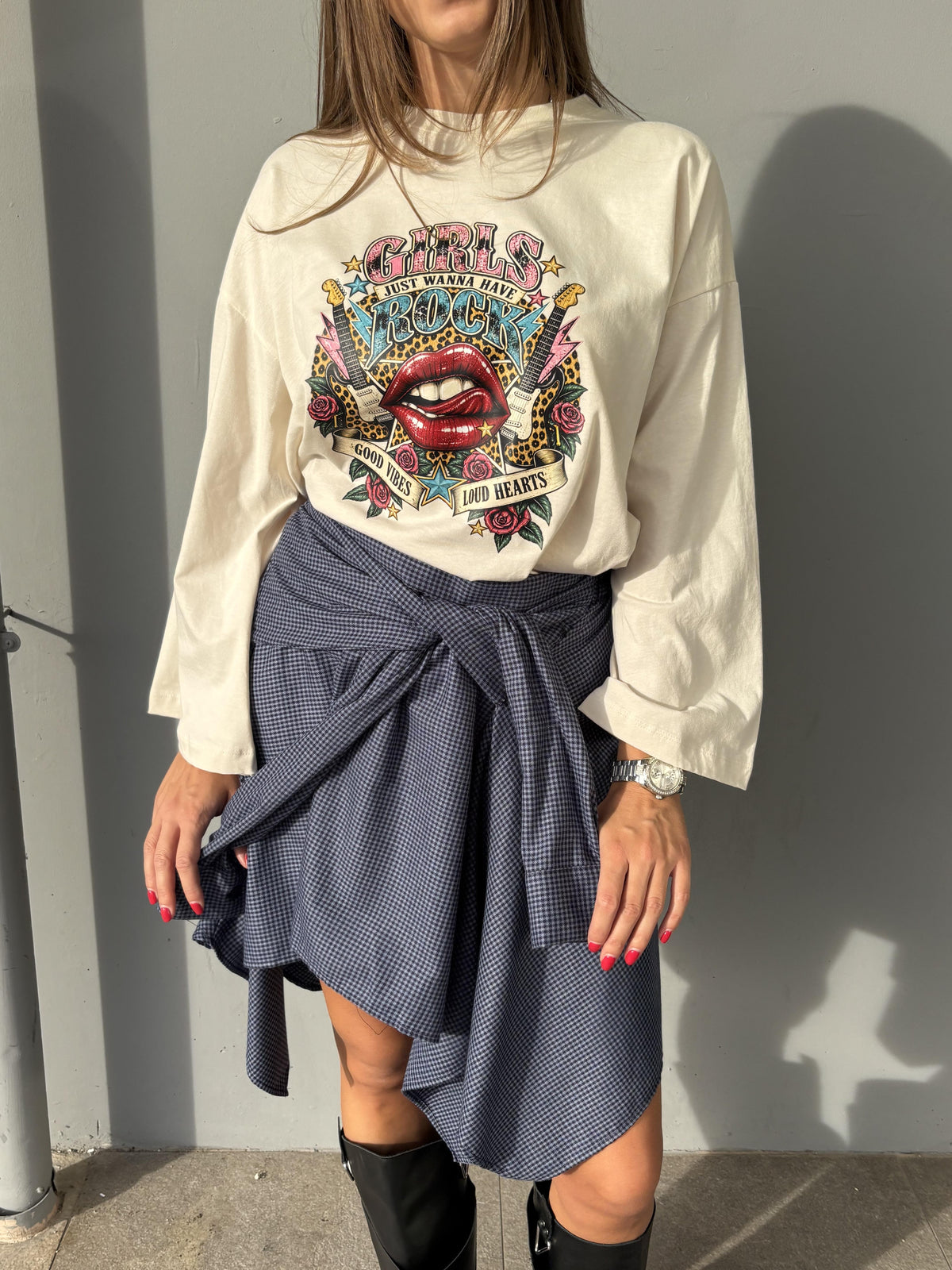 Gonna asimmetrica a quadretti