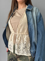 T-shirt con top pizzo