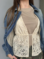 T-shirt con top pizzo