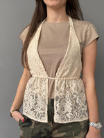 T-shirt con top pizzo