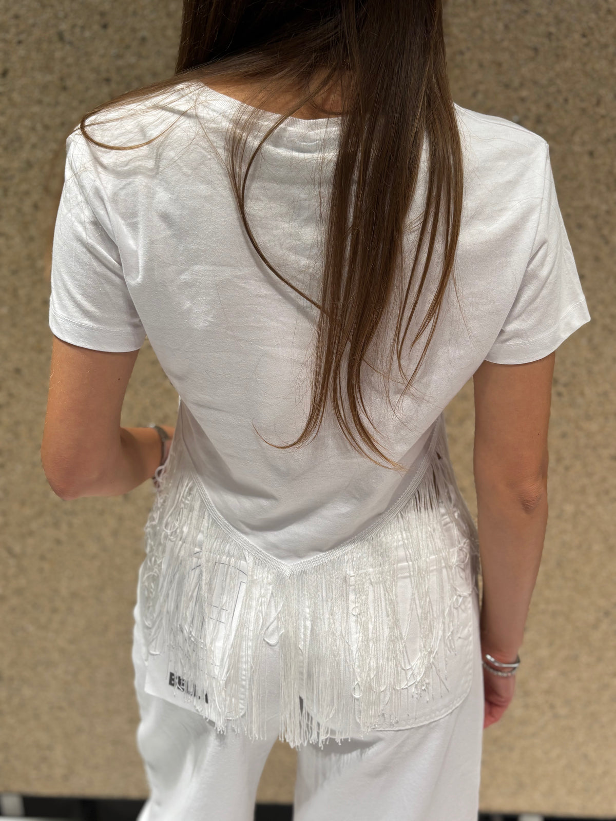 T-shirt crop frange