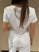 T-shirt crop frange