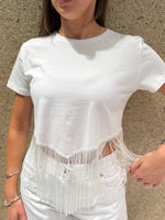 T-shirt crop frange