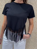 T-shirt crop frange