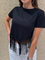 T-shirt crop frange