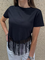 T-shirt crop frange