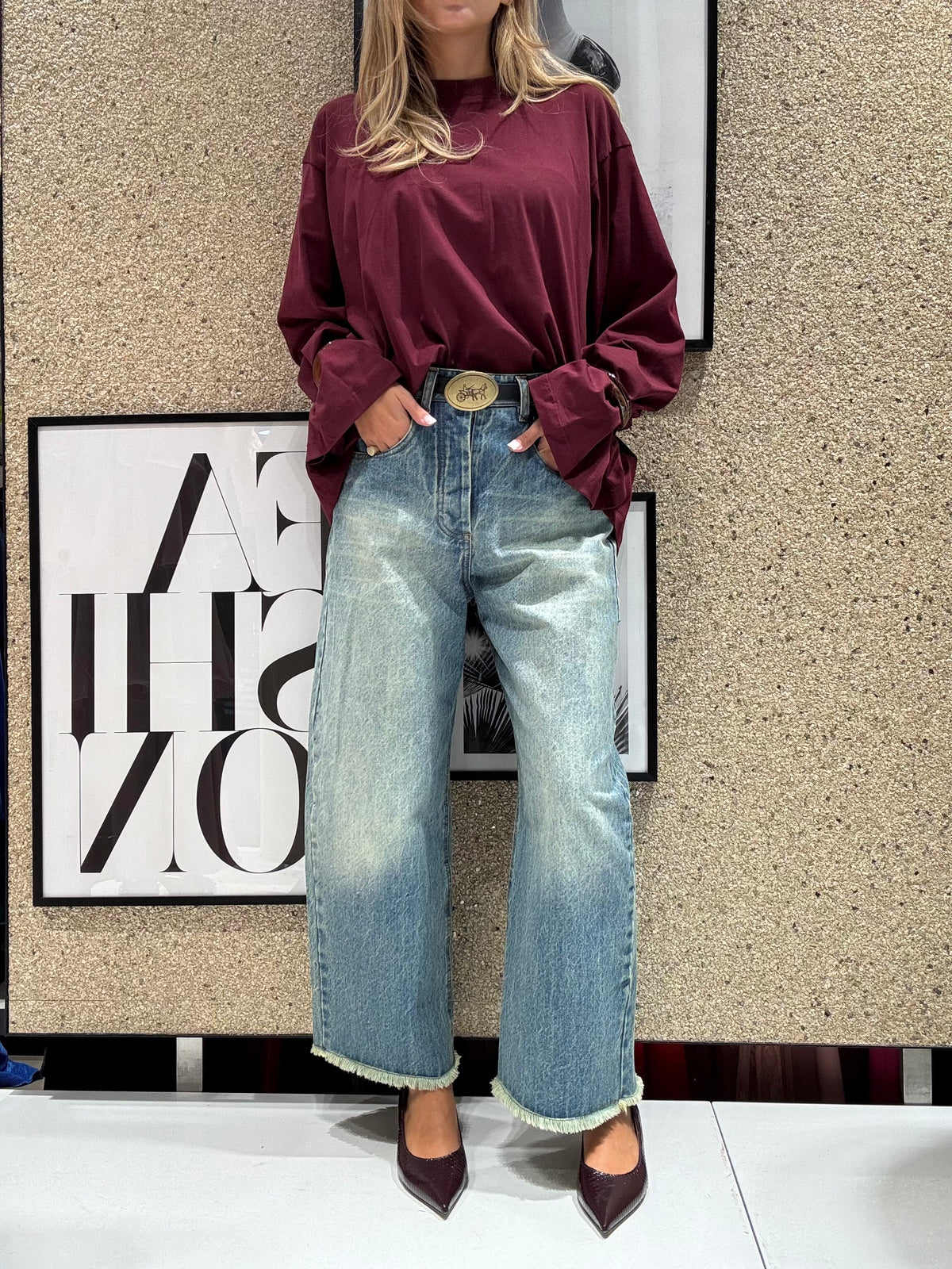 Jeans Wide Leg Cropped
