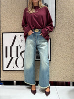 Jeans Wide Leg Cropped
