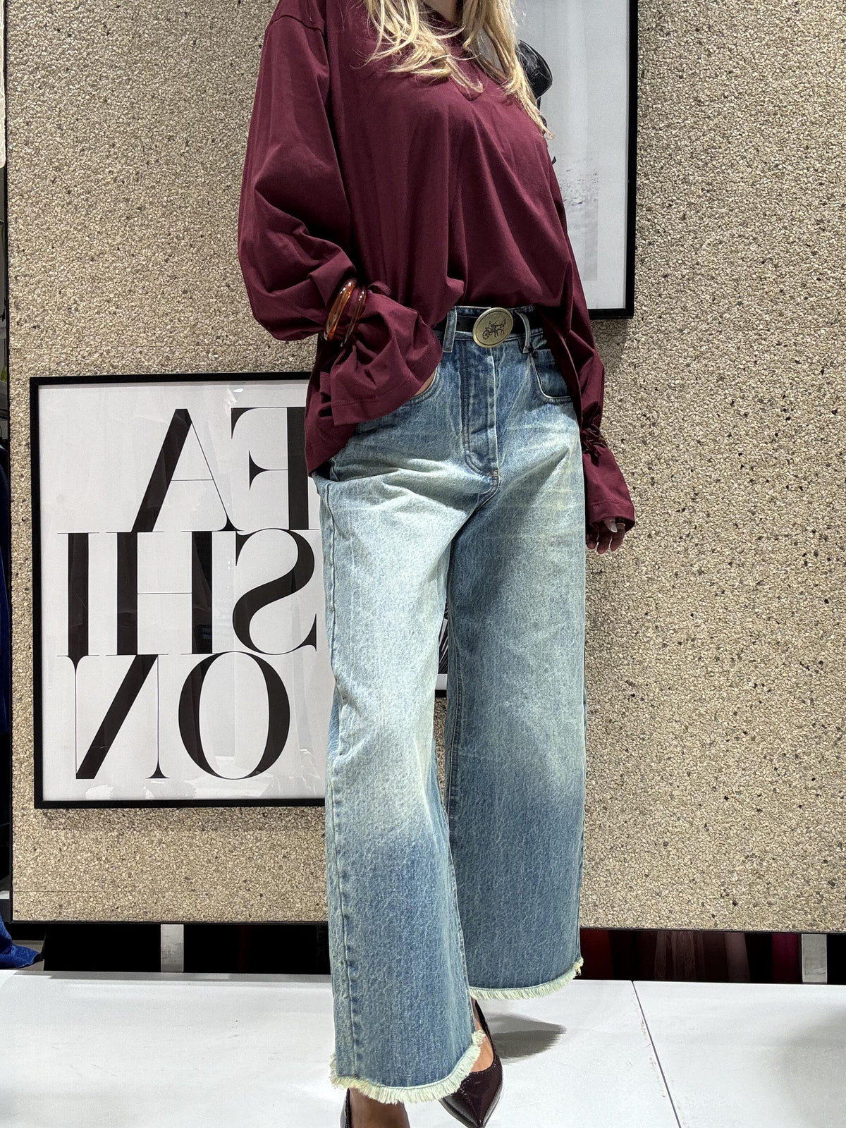 Jeans Wide Leg Cropped