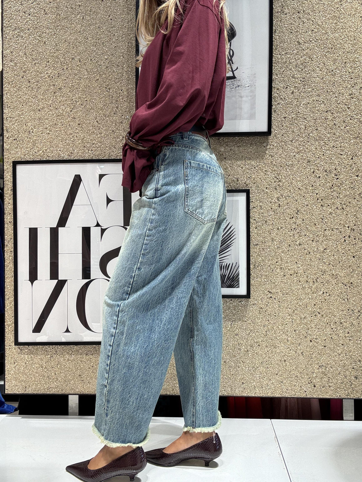 Jeans Wide Leg Cropped