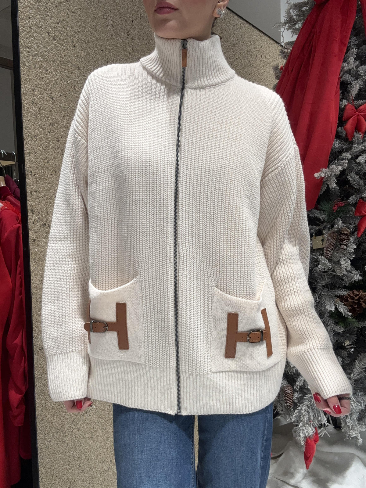 Cardigan con applicazione