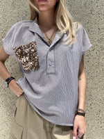Camicia righe con tasca pailletes